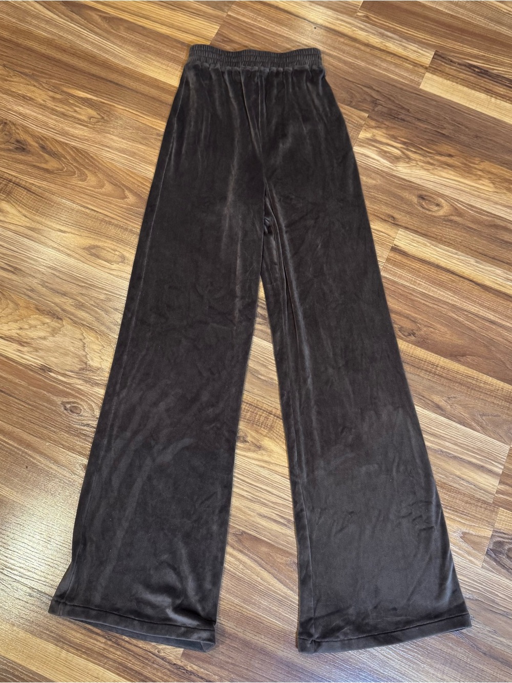 Skims Brown Velour Wide-Leg Pants, Size XXS